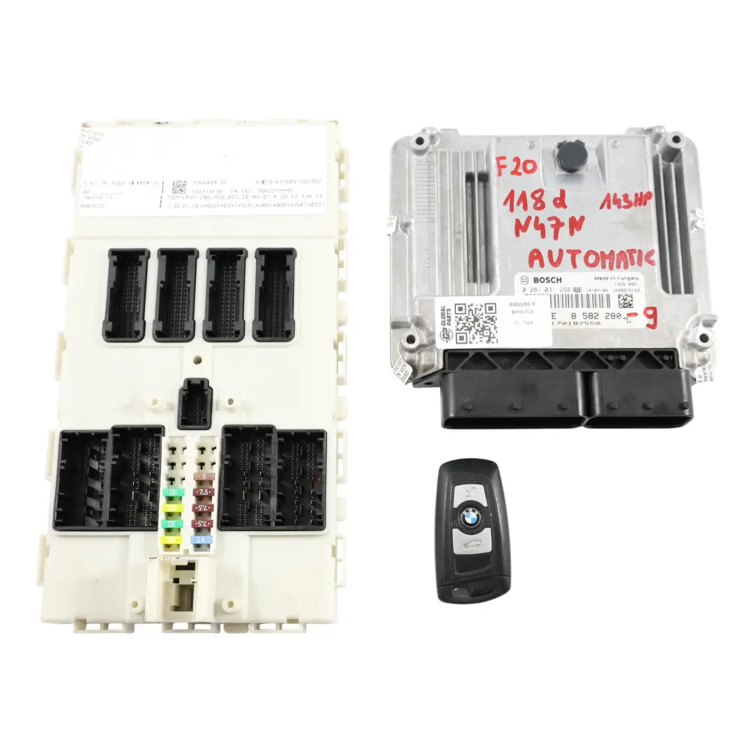 N47N 143HP Engine Unit ECU DDE Kit FEM + Key to BMW F20 F30 F31 118d 318d with Part number 8582280 BMW F20 F30 F31 118d 318d N47N 143HP Engine Unit ECU DDE Kit FEM + Key - SKU 8582280-9 - Part number 8582280