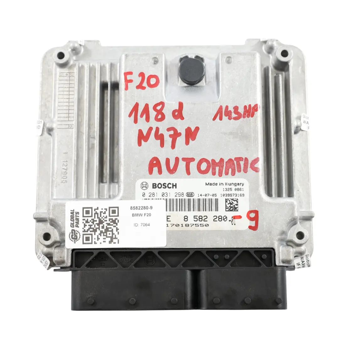 BMW F20 F30 F31 118D 318D N47N 143HP Engine Unit ECU DDE Kit FEM + Key - SKU 8582280-9 - Numéro de pièce 8582280