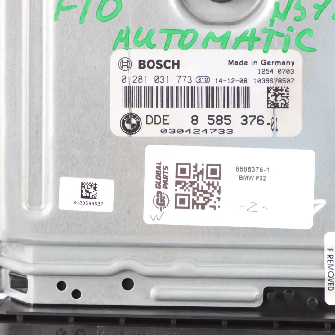335dX F32 435dX N57Z 313HP Diesel Engine Unit ECU Kit DDE 8585379 to BMW F30 with Part number 8585376 BMW F30 335dX F32 435dX N57Z 313HP Diesel Engine Unit ECU Kit DDE 8585379 - SKU 8585376-1 - Part number 8585376