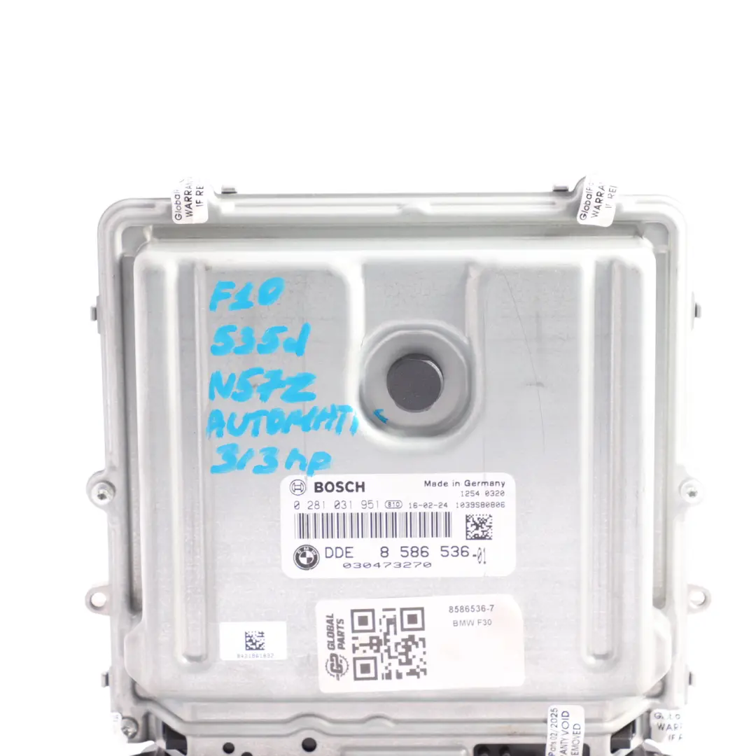 BMW F07 GT F10 F11 535D F13 640D LCI N57Z 313HP Motor ECU DDE Automático - SKU 8586536-7 - Número de pieza 8586536