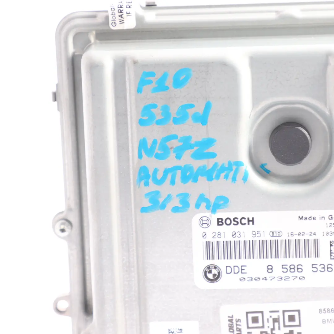 BMW F07 GT F10 F11 535D F13 640D LCI N57Z 313HP Motor ECU DDE Automático - SKU 8586536-7 - Número de pieza 8586536