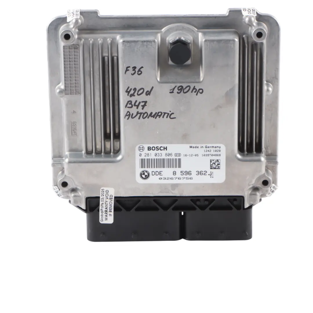 BMW F20 120d F30 320d F36 420d LCI B47 190HP Engine ECU Kit FEM + 2 Keys - SKU 8596362-6 - Part number 8596362