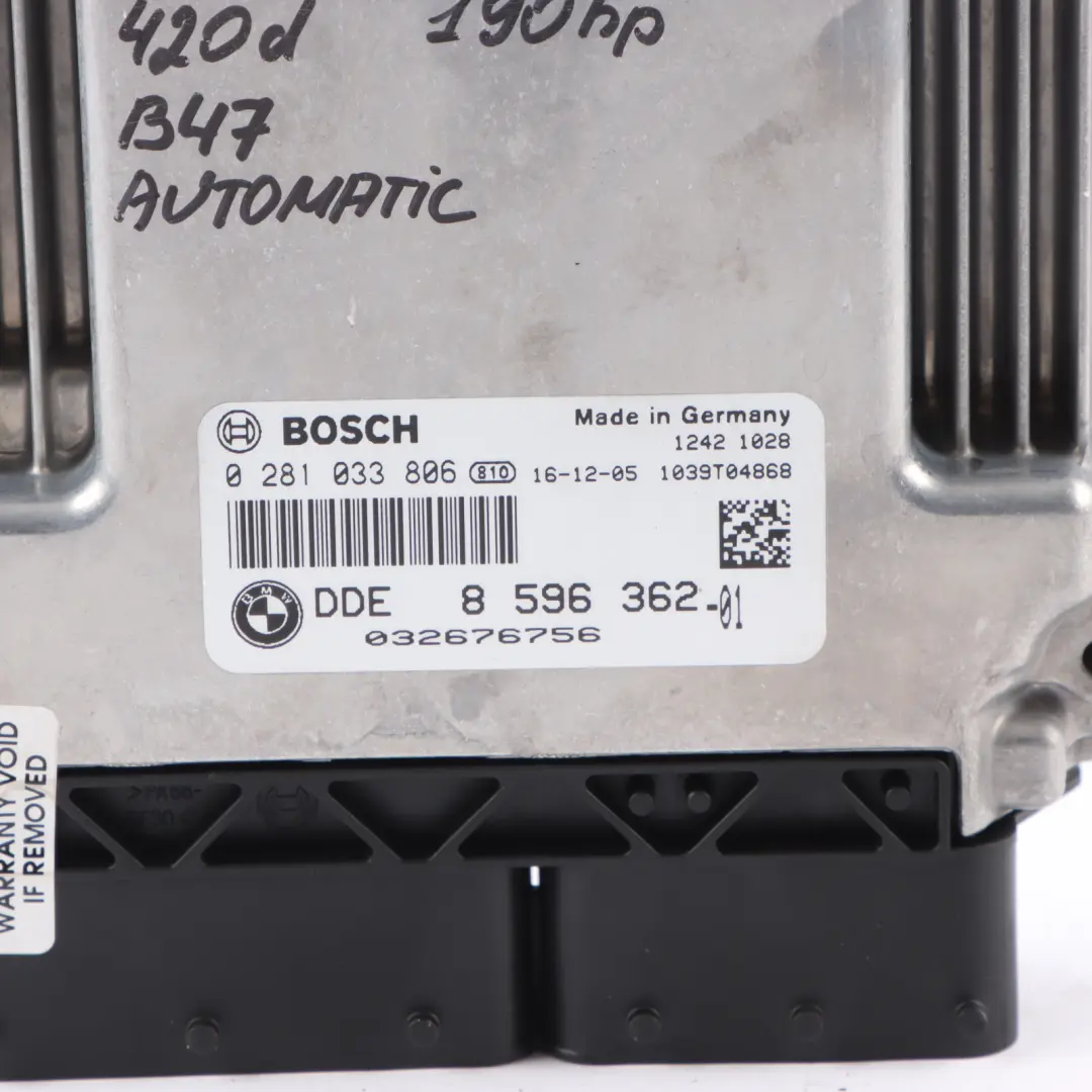 BMW F20 120d F30 320d F36 420d LCI B47 190HP Engine ECU Kit FEM + 2 Keys - SKU 8596362-6 - Part number 8596362
