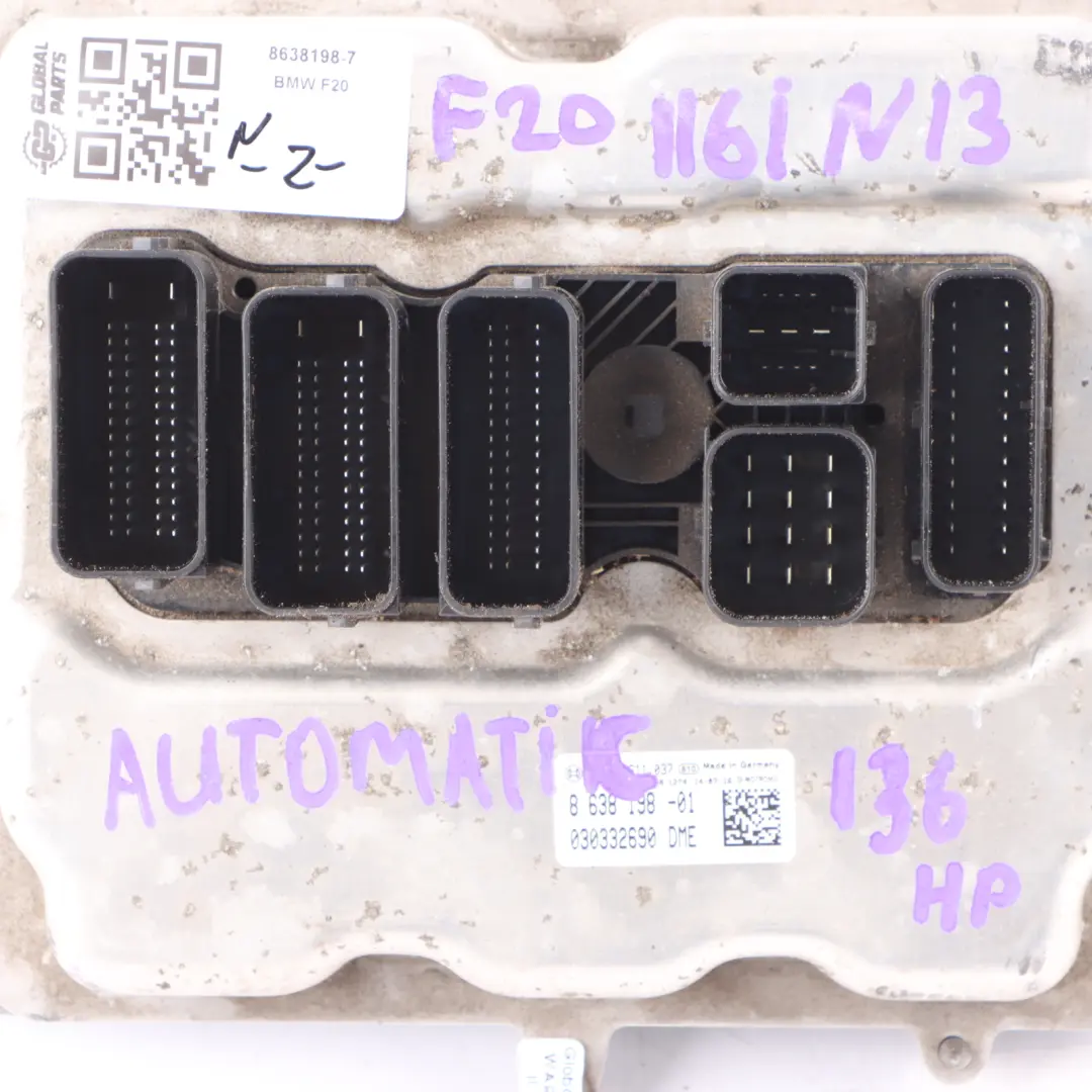 136HP Engine ECU Kit DME FEM Key Automatic to BMW F20 F30 116i 316i N13 with Part number 8638198 BMW F20 F30 116i 316i N13 136HP Engine ECU Kit DME FEM Key Automatic - SKU 8638198-7 - Part number 8638198