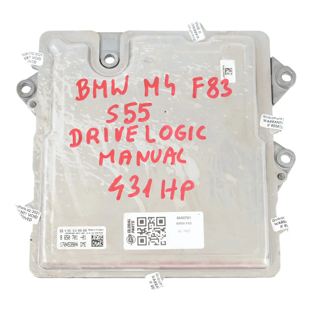 S55 431HP Modulo Unità Motore ECU DME 8679840 Drivelogic per BMW F80 M3 F82 F83 M4 con numero di parte 8650701 BMW F80 M3 F82 F83 M4 S55 431HP Modulo Unità Motore ECU DME 8679840 Drivelogic - SKU 8650701 - Numero di parte 8650701