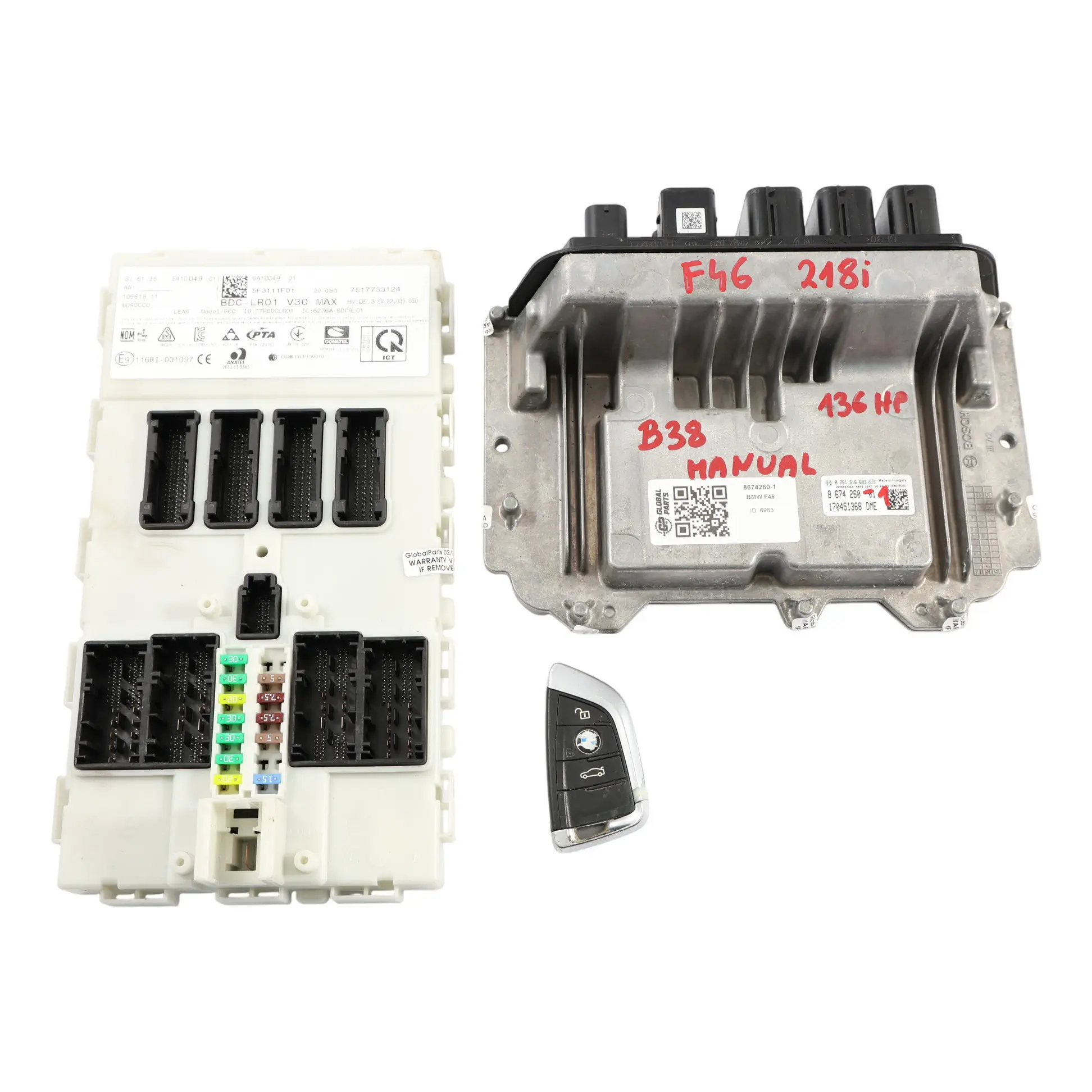 BMW F46 218I B38 136HP Unità Motore Kit ECU DME 8674260 FEM + Chiave Manuale