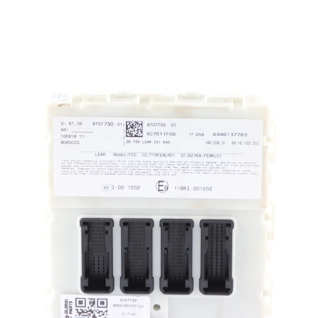 BMW F20 F21 F22 F23 F87 M2 Body Domain Controller BDC Module FEM - SKU 8707750 - Part number 8707750