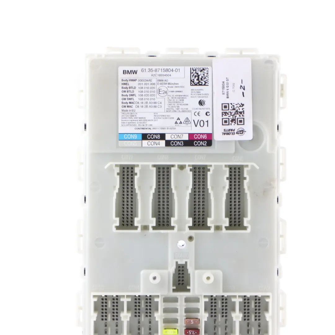 ECU Body Domain Controller BDC Comfort Unit Module to BMW GT G32 with Part number 8715804 BMW GT G32 ECU Body Domain Controller BDC Comfort Unit Module - SKU 8715804 - Part number 8715804