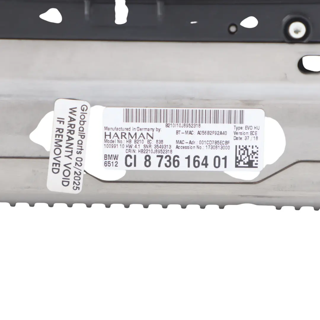 BMW G32 Navigation Sat Navi Control MMM Multimedia Radio CD Head Unit - SKU 8736164 - Part number 8736164