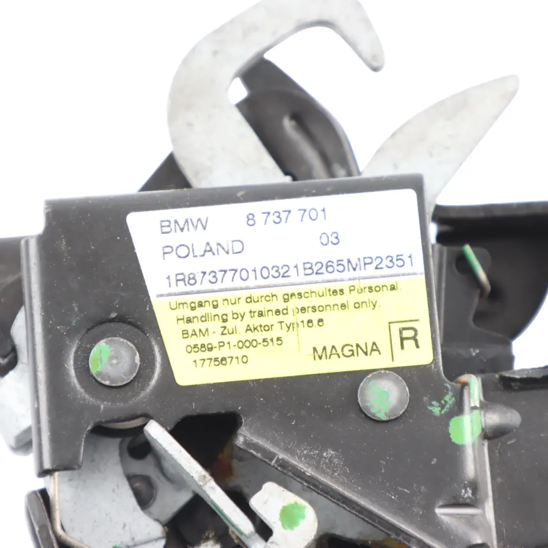 Bonnet Lock BMW X2 F39 X1 F48 Front Pedestrian Protection Hood Right O/S to with Part number 8737701 Bonnet Lock BMW X2 F39 X1 F48 Front Pedestrian Protection Hood Right O/S - SKU 8737701 - Part number 8737701