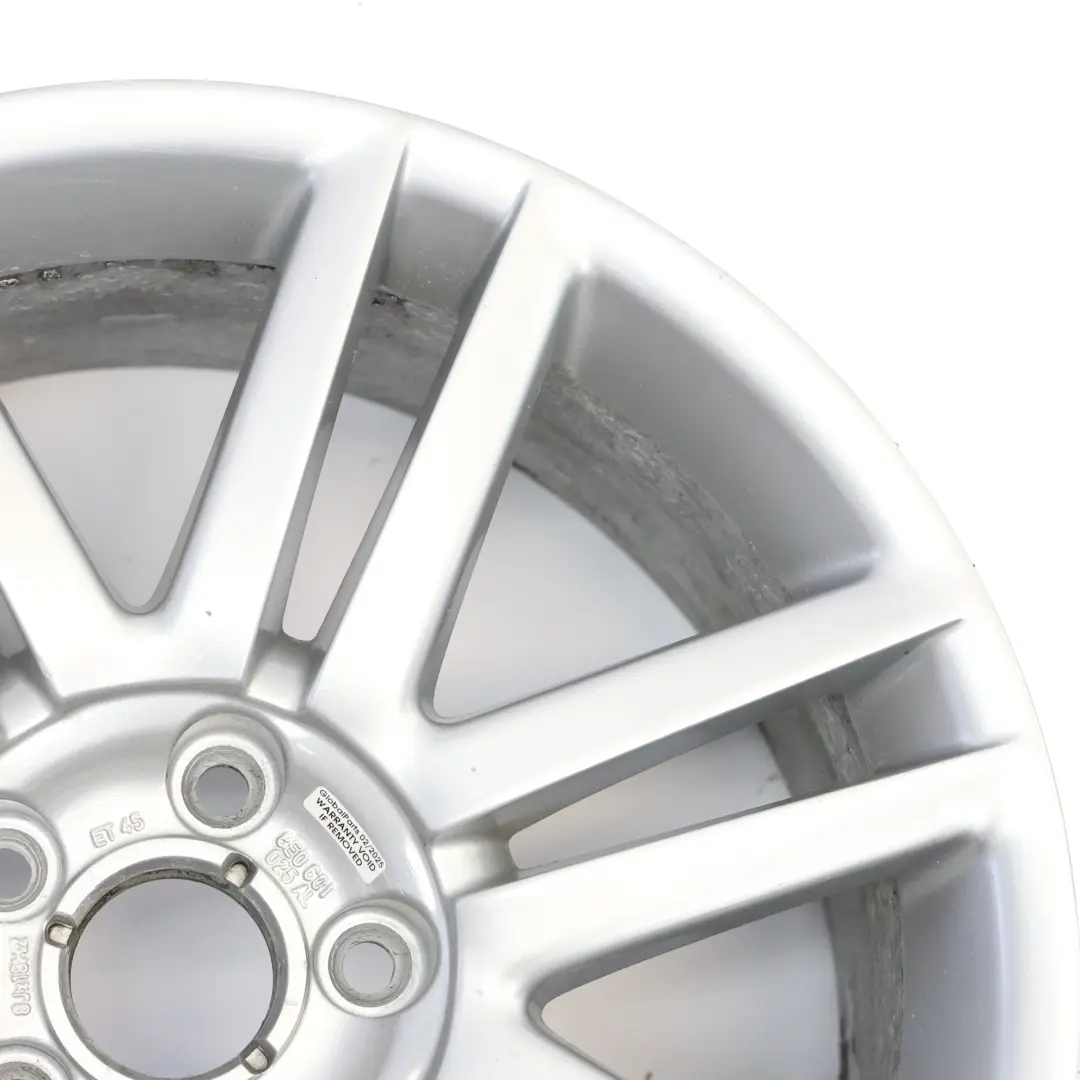 Alloy Wheel Rim 18" 8J ET:45 Twin Spoke to Audi A4 B7 8E Silver with Part number 8E0601025AL Audi A4 B7 8E Silver Alloy Wheel Rim 18" 8J ET:45 Twin Spoke - SKU 8E0601025AL-1 - Part number 8E0601025AL