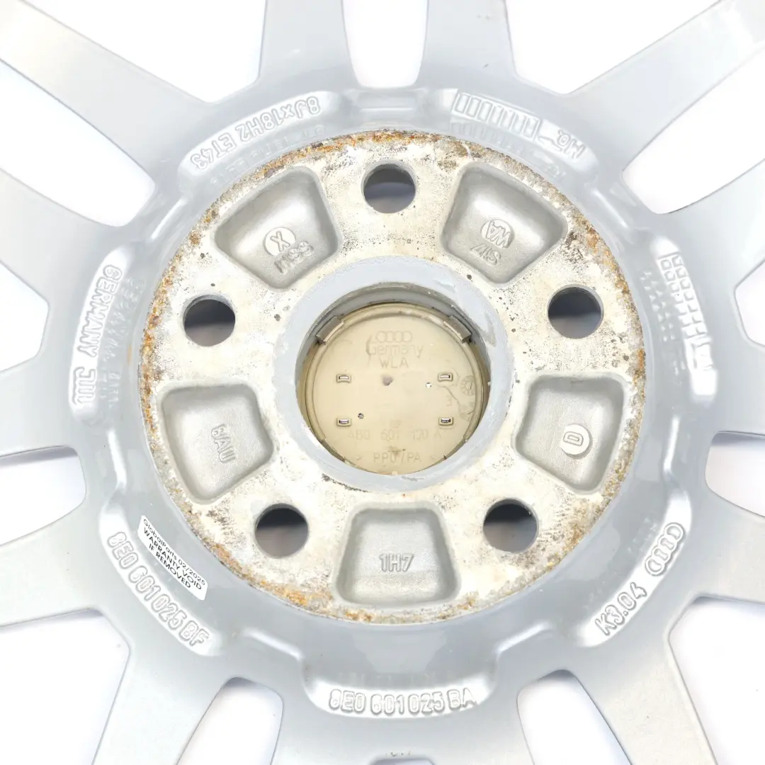 Alloy Wheel Rim 18" ET:43 8J to Audi A4 B7 8E Silver with Part number 8E0601025BF Audi A4 B7 8E Silver Alloy Wheel Rim 18" ET:43 8J - SKU 8E0601025BF-2 - Part number 8E0601025BF