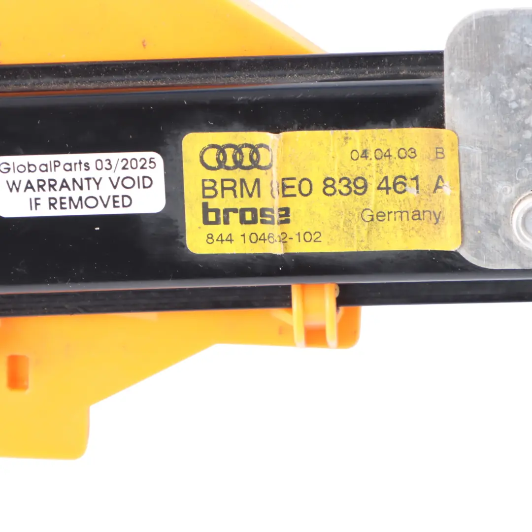 Door Window Lifter Mechanism Rear Right O/S to Audi A4 S4 B6 B7 8E with Part number 8E0839461A Audi A4 S4 B6 B7 8E Door Window Lifter Mechanism Rear Right O/S - SKU 8E0839461A - Part number 8E0839461A