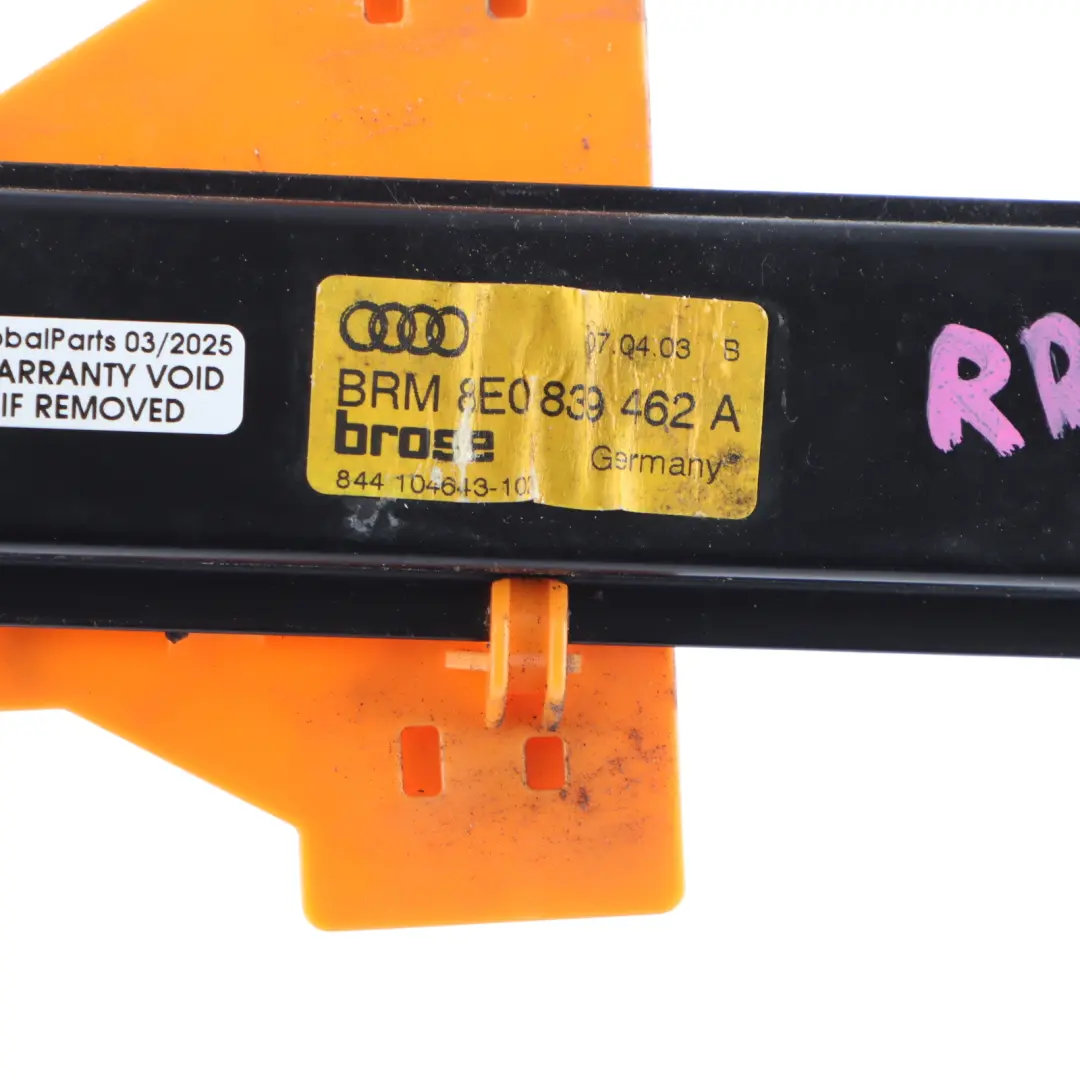 Audi A4 B7 Window Lifter Rear Door Right O/S Regulator Mechanism - SKU 8E0839462A - Part number 8E0839462A