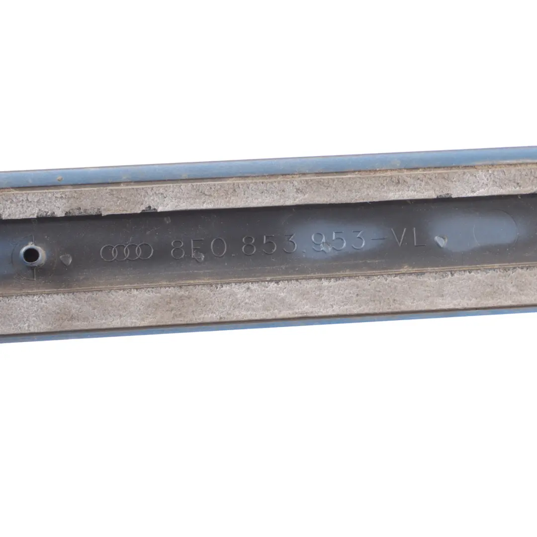 Front Left Door N/S Moulding Trim Strip Sprint Blue Pearl - Z5F to Audi A4 S4 B7 with Part number 8E0853953 Audi A4 S4 B7 Front Left Door N/S Moulding Trim Strip Sprint Blue Pearl - Z5F - SKU 8E0853953-SPR - Part number 8E0853953