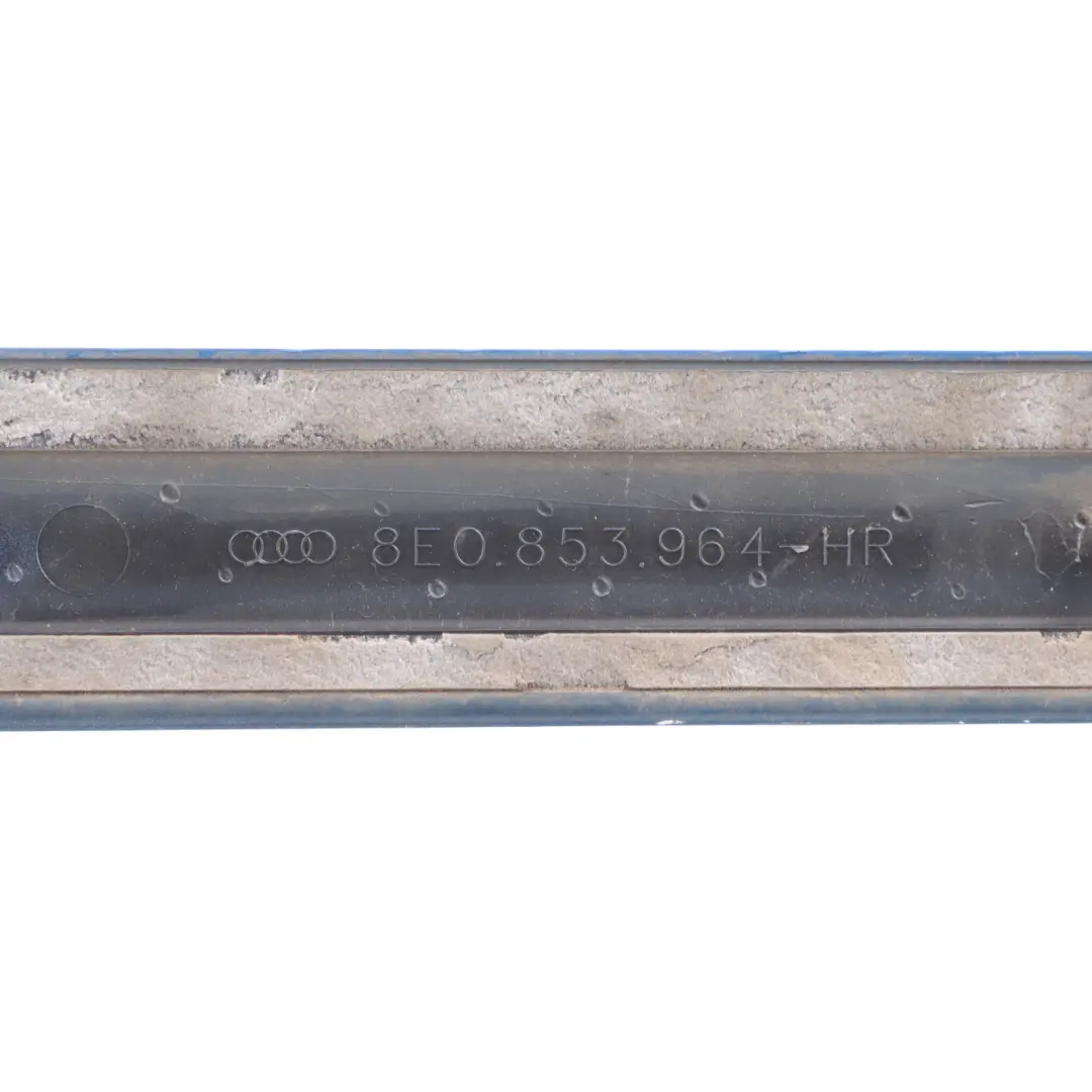Door Strip S line Moulding Right O/S Sprint Blue Pearl - Z5F to Audi A4 B7 Rear with Part number 8E0853964 Audi A4 B7 Rear Door Strip S line Moulding Right O/S Sprint Blue Pearl - Z5F - SKU 8E0853964-SPR - Part number 8E0853964
