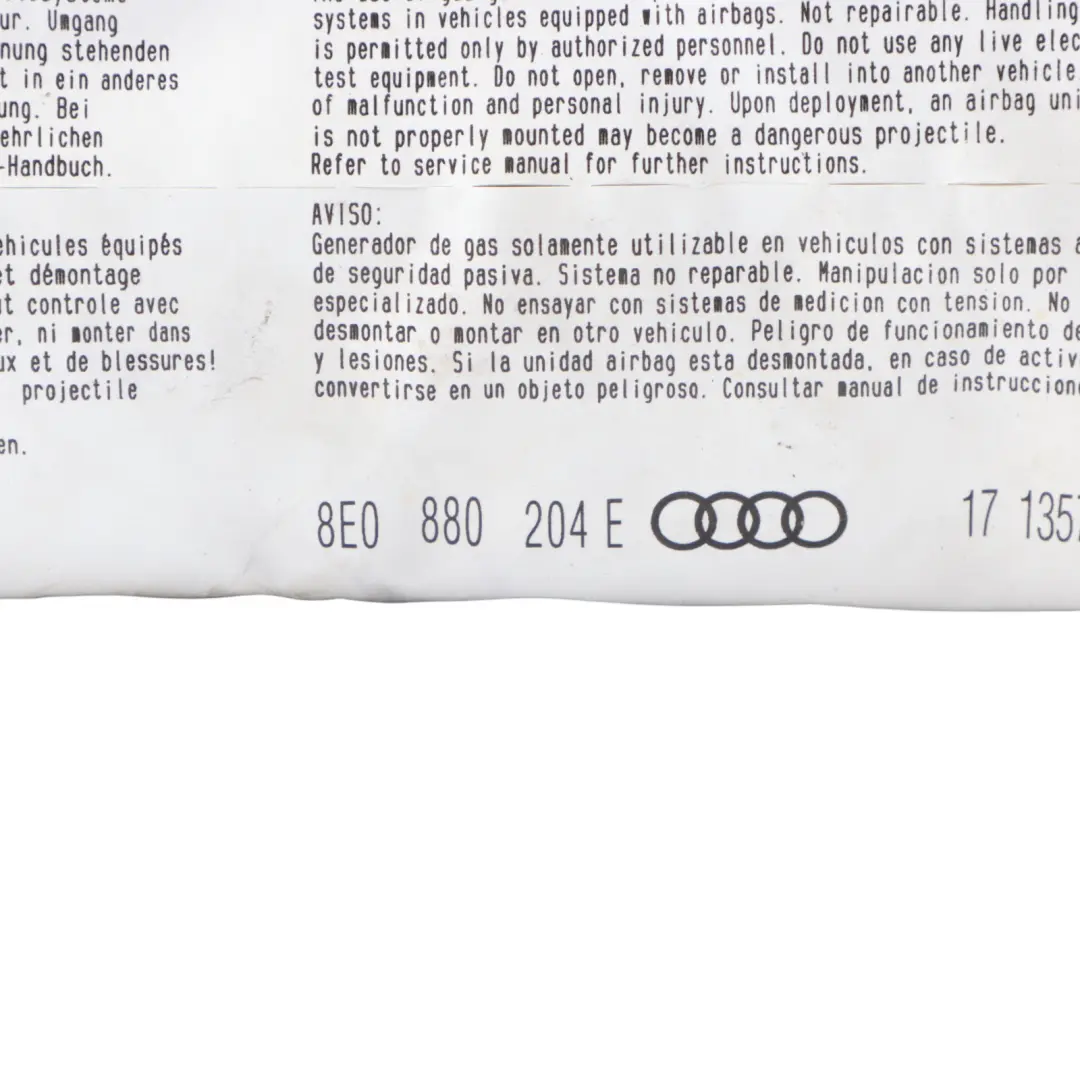 Salpicadero Delantero Módulo SRS Lado Pasajero Seguridad para Audi A6 C6 con número de pieza 8E0880204E Audi A6 C6 Salpicadero Delantero Módulo SRS Lado Pasajero Seguridad - SKU 8E0880204E - Número de pieza 8E0880204E
