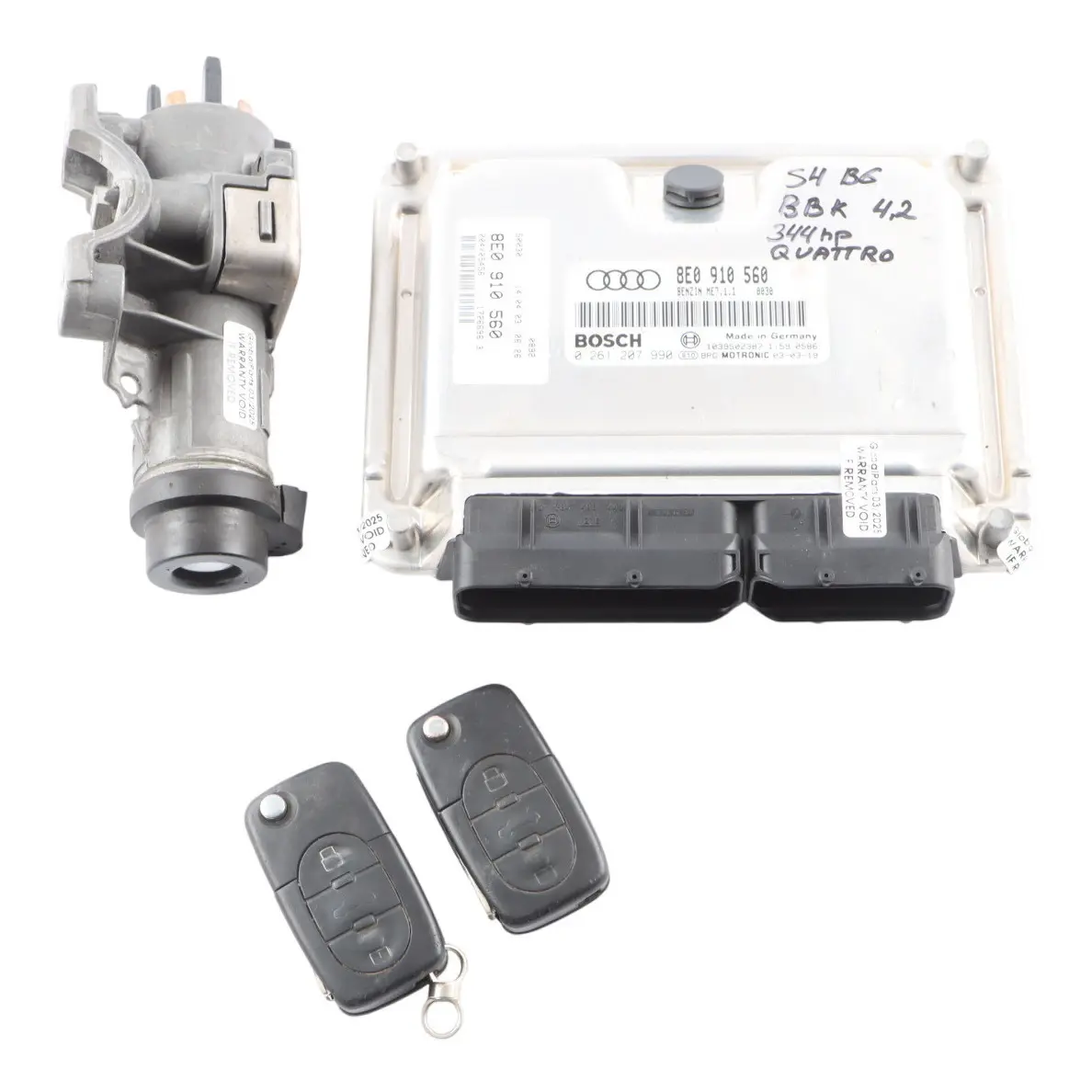 Audi S4 B6 4.2 V8 BBK Quattro 344HP Engine ECU Kit 8E0910560 Ignition + 2 Keys