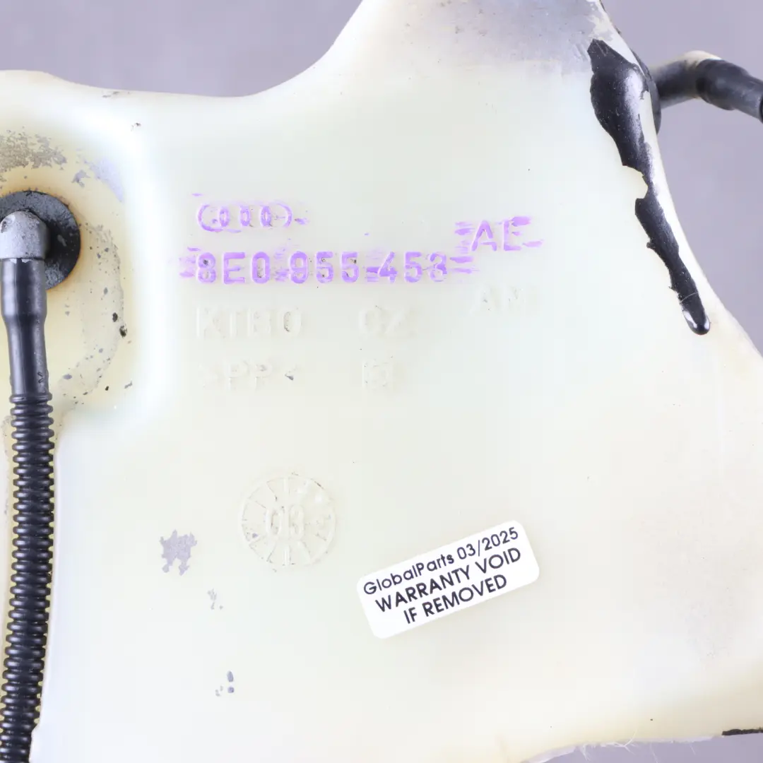 Windscreen Cleaning Container Bootle Washer Tank to Audi S4 B6 with Part number 8E0955453AM Audi S4 B6 Windscreen Cleaning Container Bootle Washer Tank - SKU 8E0955453AM - Part number 8E0955453AM