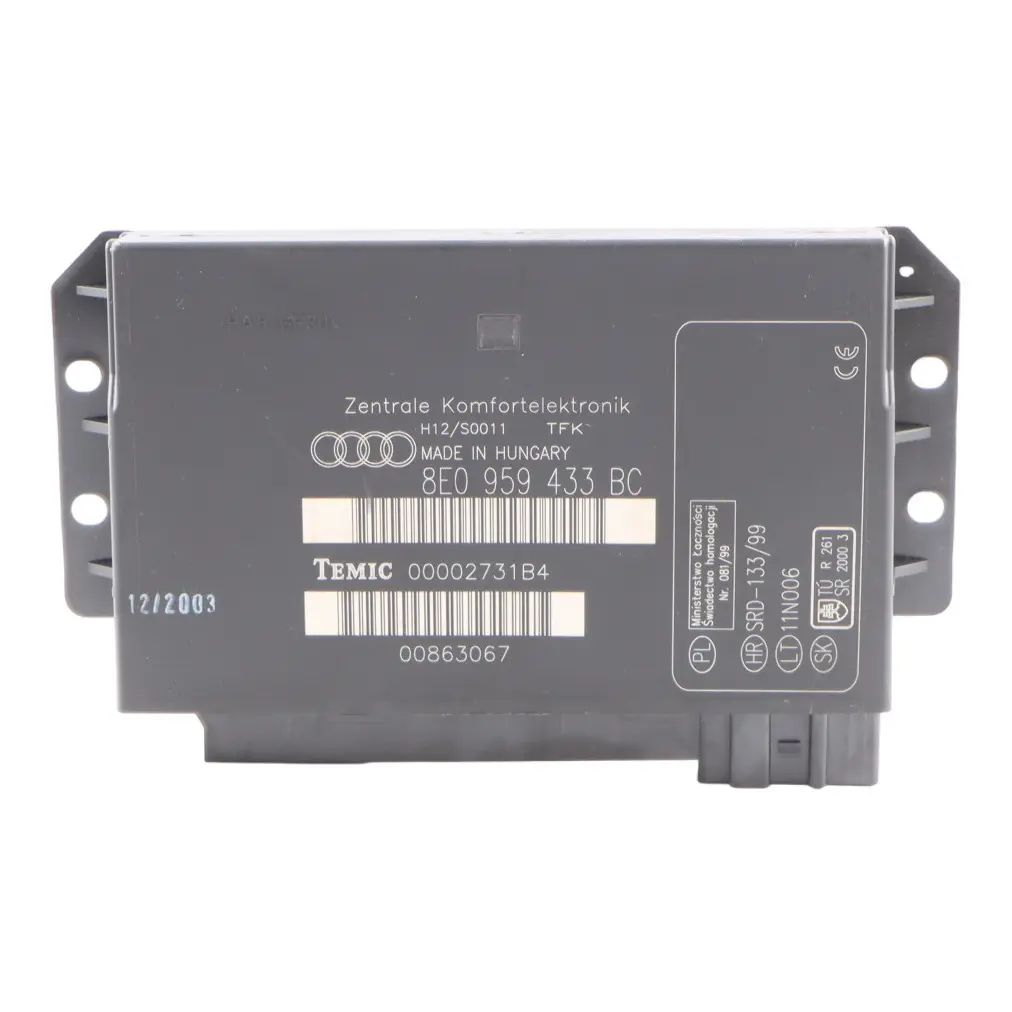 Body Control Comfort Unit Module BCM Convenience Unit to Audi A4 B6 with Part number 8E0959433BC Audi A4 B6 Body Control Comfort Unit Module BCM Convenience Unit - SKU 8E0959433BC - Part number 8E0959433BC