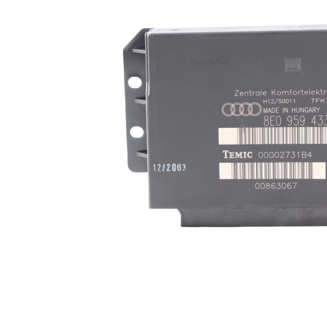 Body Control Comfort Unit Module BCM Convenience Unit to Audi A4 B6 with Part number 8E0959433BC Audi A4 B6 Body Control Comfort Unit Module BCM Convenience Unit - SKU 8E0959433BC - Part number 8E0959433BC