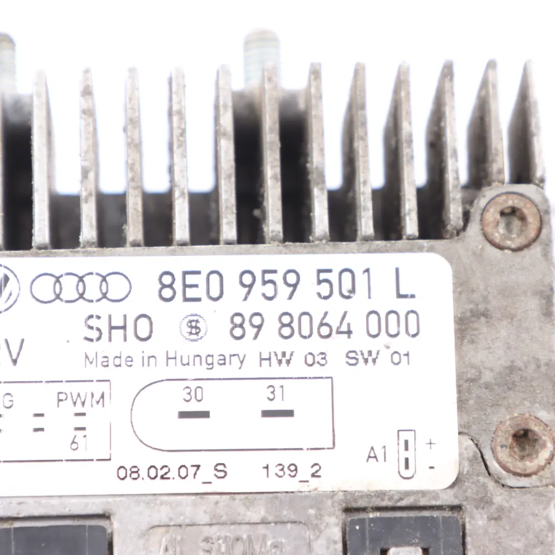 Audi A4 S4 B7 Module Commande Électrique Ventilateur Radiateur - SKU 8E0959501L - Numéro de pièce 8E0959501L