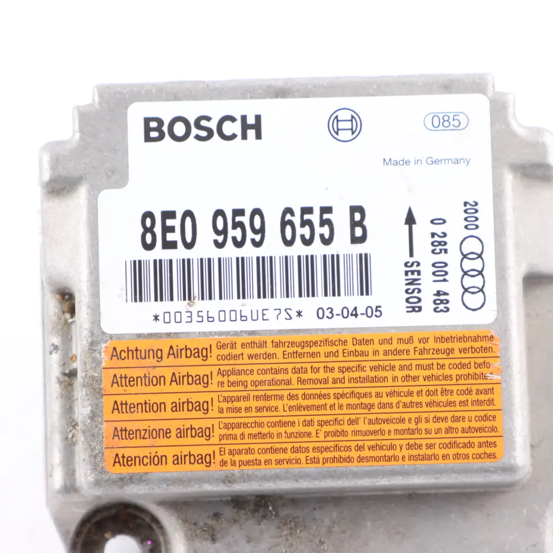 Module ECU Control Unit Crash Sensor to Audi S4 B6 Air with Part number 8E0959655B Audi S4 B6 Air Module ECU Control Unit Crash Sensor - SKU 0285001483 - Part number 8E0959655B