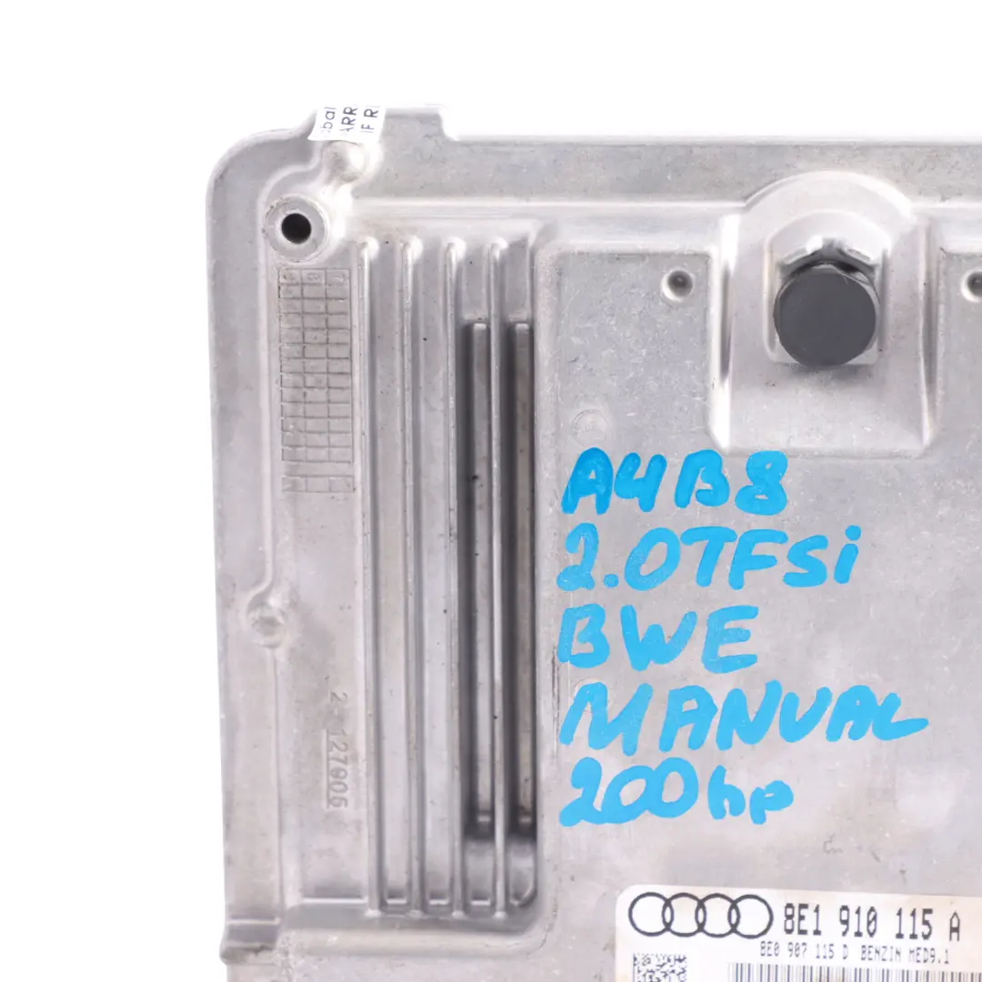 BWE 200HP Engine Control Unit ECU Manual to Audi A4 B7 2.0 TFSI with Part number 8E1910115A Audi A4 B7 2.0 TFSI BWE 200HP Engine Control Unit ECU Manual - SKU 8E1910115A-1 - Part number 8E1910115A