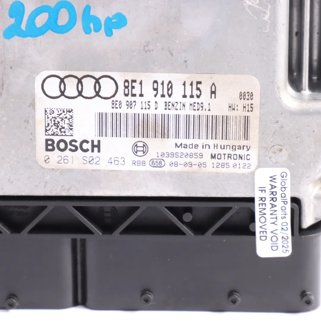 BWE 200HP Engine Control Unit ECU Manual to Audi A4 B7 2.0 TFSI with Part number 8E1910115A Audi A4 B7 2.0 TFSI BWE 200HP Engine Control Unit ECU Manual - SKU 8E1910115A-1 - Part number 8E1910115A