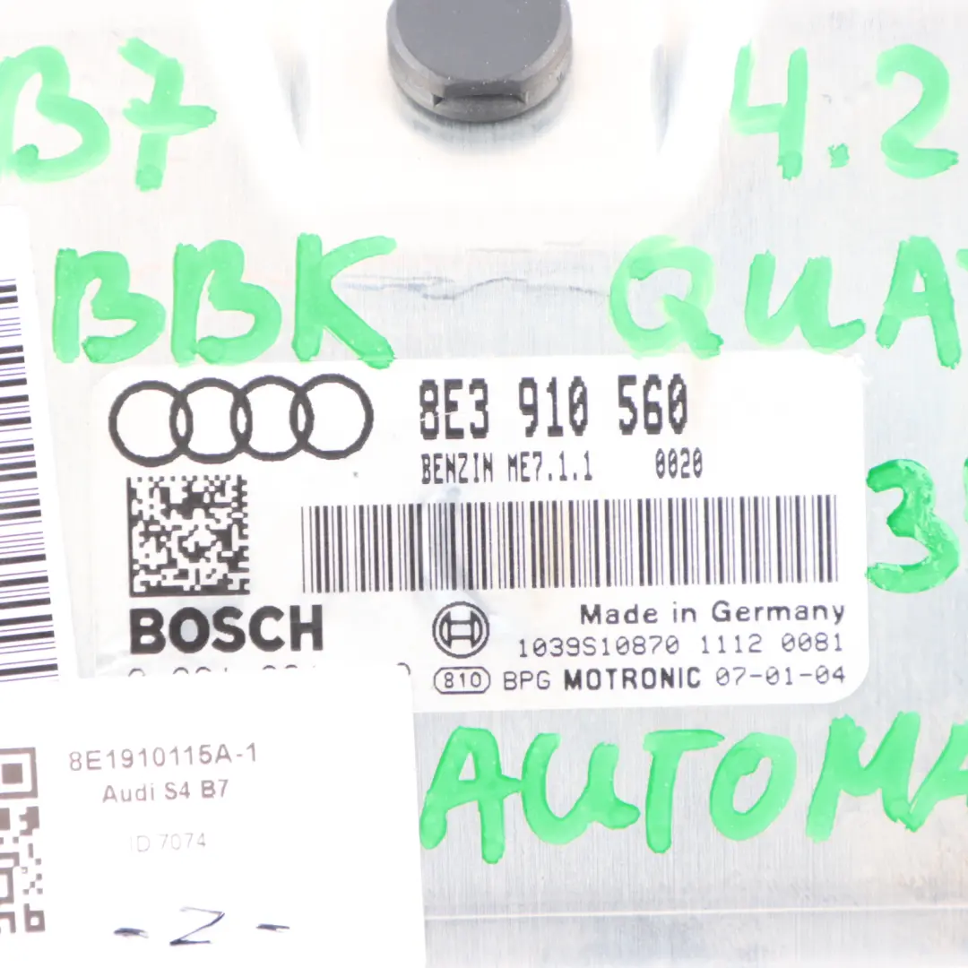 BBK Quattro Engine 344HP ECU Kit Ignition Key to Audi S4 B7 4.2 V8 with Part number 8E3910560 Audi S4 B7 4.2 V8 BBK Quattro Engine 344HP ECU Kit Ignition Key - SKU 8E3910560-1 - Part number 8E3910560
