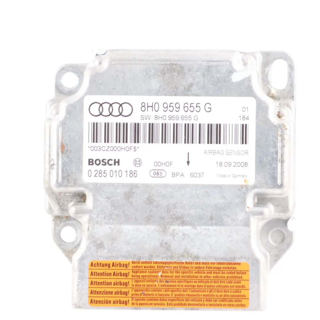 Moduł Sterownik Sensor Poduszek Powietrznych ECU do Audi A4 B7 o numerze 8H0959655G Audi A4 B7 Moduł Sterownik Sensor Poduszek Powietrznych ECU - SKU 8H0959655G - Numer Części 8H0959655G