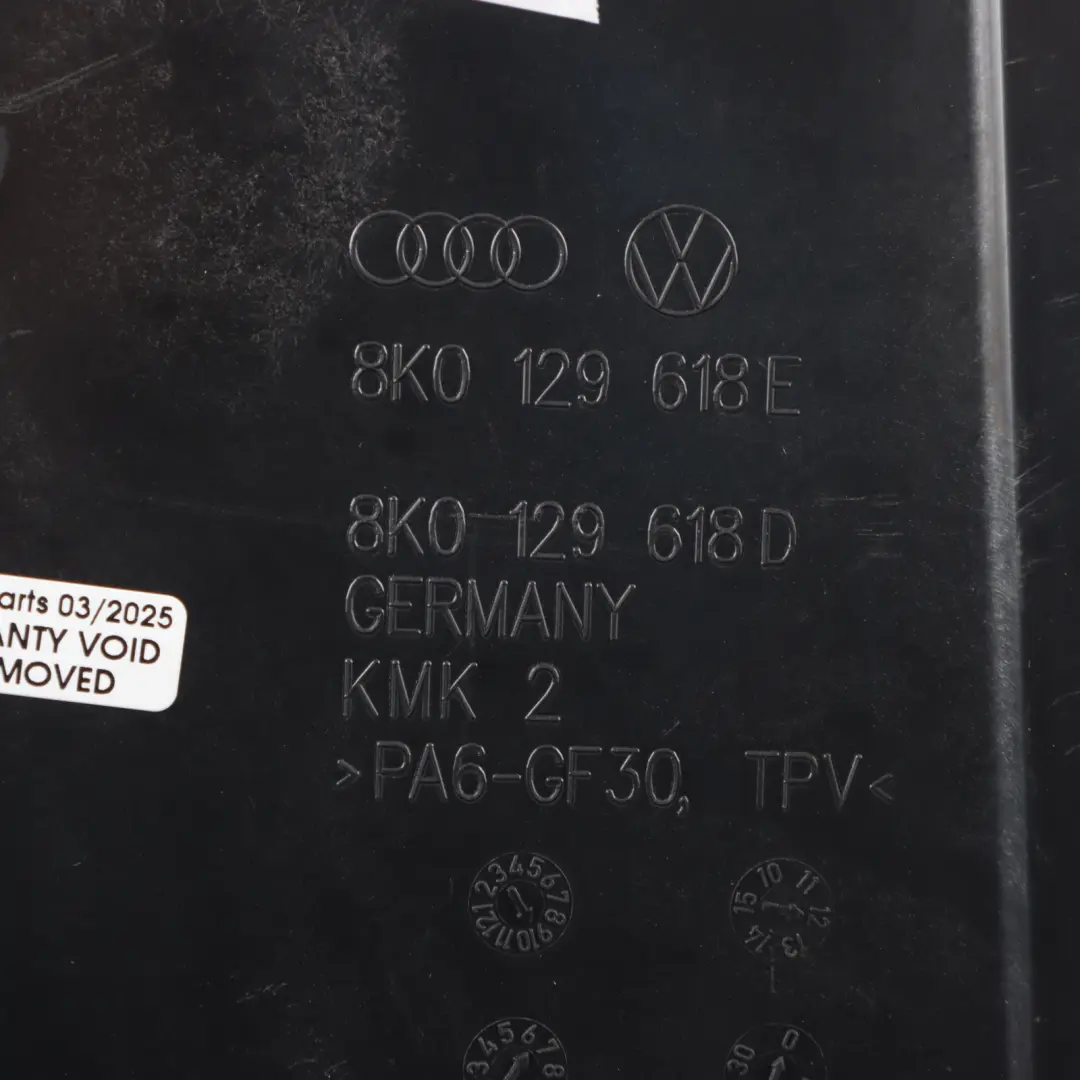 Audi A5 8T Guide Conduit D'Admission D'Air Échangeur Intermédiaire - SKU 8K0129618E - Numéro de pièce 8K0129618E