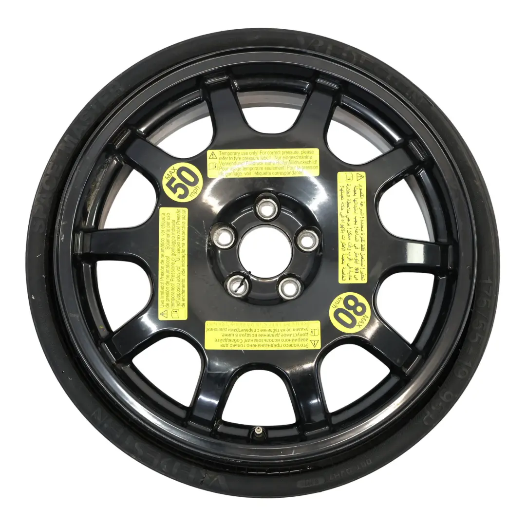 Rueda Repuesto Acero 5X112 175/55 R19 ET:36 6J Vredestein para Audi A4 B8 con número de pieza 8K0601025BJ Audi A4 B8 Rueda Repuesto Acero 5X112 175/55 R19 ET:36 6J Vredestein - SKU 8K0601025BJ - Número de pieza 8K0601025BJ