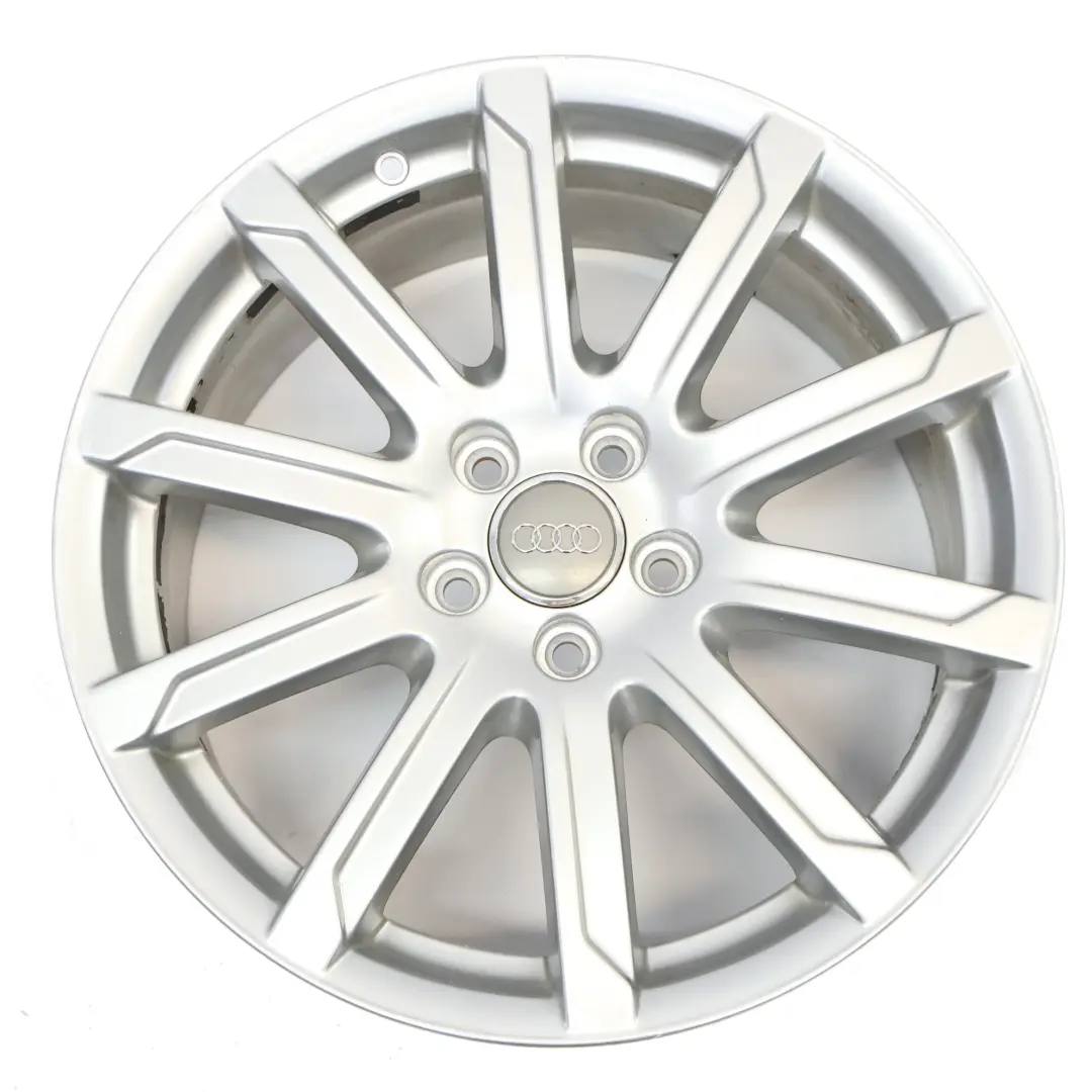 Audi A4 B8 8K Srebrna Felga Aluminiowa 18" 8J ET:47 10-Ramienna - SKU 8K0601025CB-1 - Numer Części 8K0601025CB