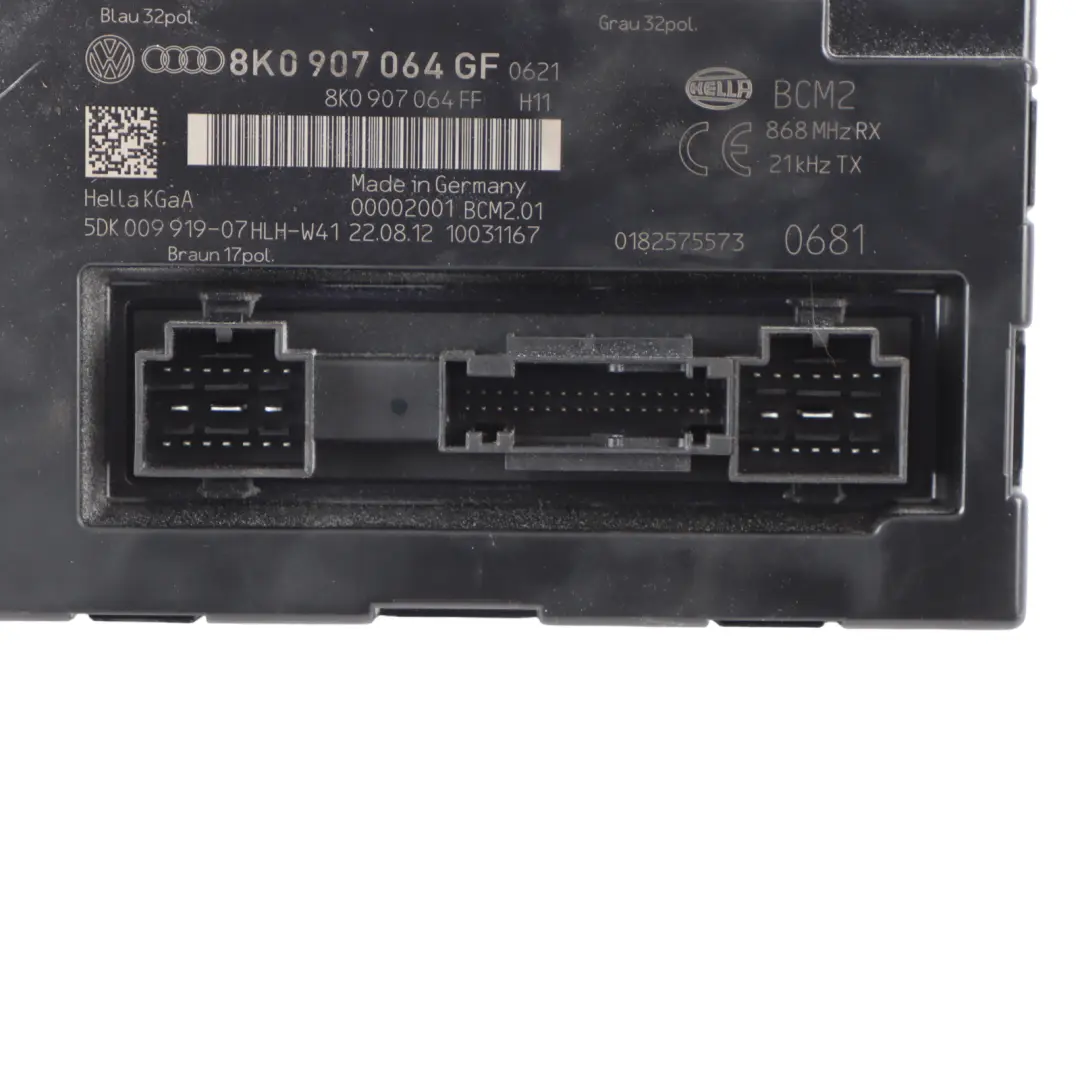 Body Control Comfort Unit Module BCM Unit ECU to Audi A5 8T with Part number 8K0907064GF Audi A5 8T Body Control Comfort Unit Module BCM Unit ECU - SKU 8K0907064GF - Part number 8K0907064GF