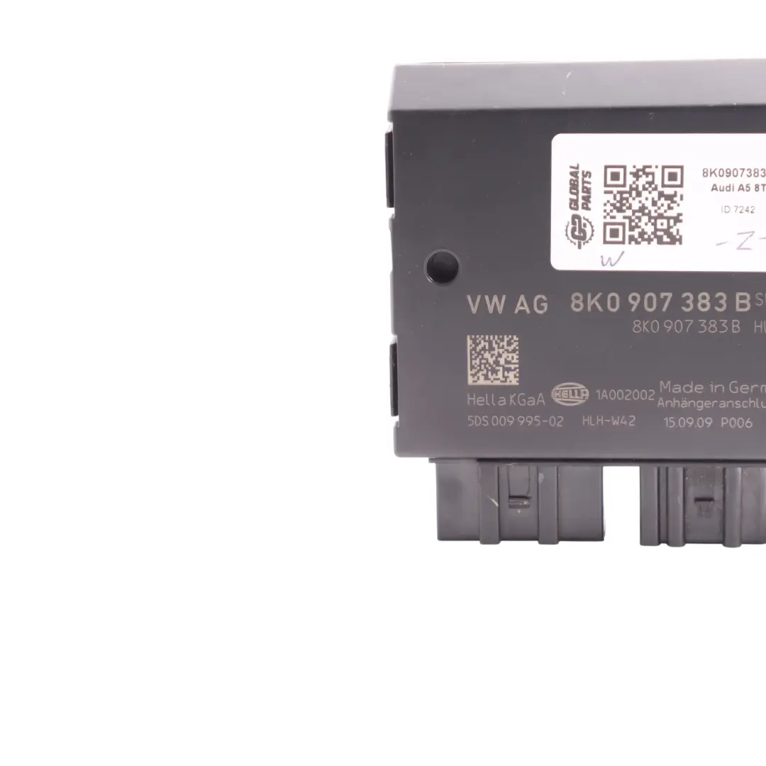 Towbar Trailer Hitch Control Module Unit ECU to Audi A5 8T with Part number 8K0907383B Audi A5 8T Towbar Trailer Hitch Control Module Unit ECU - SKU 8K0907383B - Part number 8K0907383B