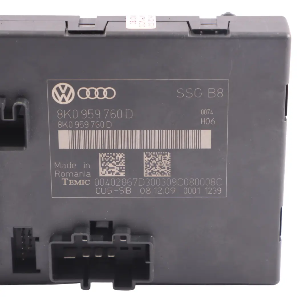 Front Driver Site Module Control Unit Seat Adjustment Seat to Audi A5 8T with Part number 8K0959760D Audi A5 8T Front Driver Site Module Control Unit Seat Adjustment Seat - SKU 8K0959760D - Part number 8K0959760D