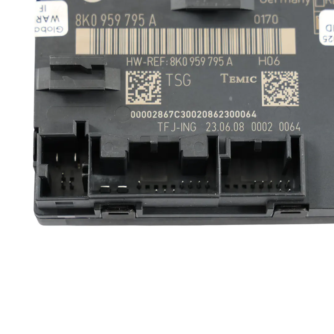 Moduł Sterownik Drzwi Tył Lewo do Audi A4 B8 o numerze 8K0959795A Audi A4 B8 Moduł Sterownik Drzwi Tył Lewo - SKU 8K0959795A - Numer Części 8K0959795A