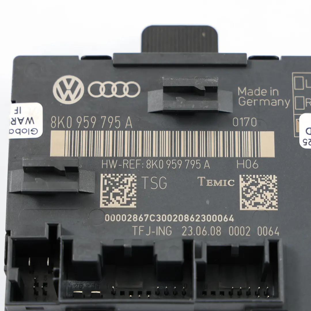 Door Module Control Unit ECU Left N/S to Audi A4 B8 Rear with Part number 8K0959795A Audi A4 B8 Rear Door Module Control Unit ECU Left N/S - SKU 8K0959795A - Part number 8K0959795A