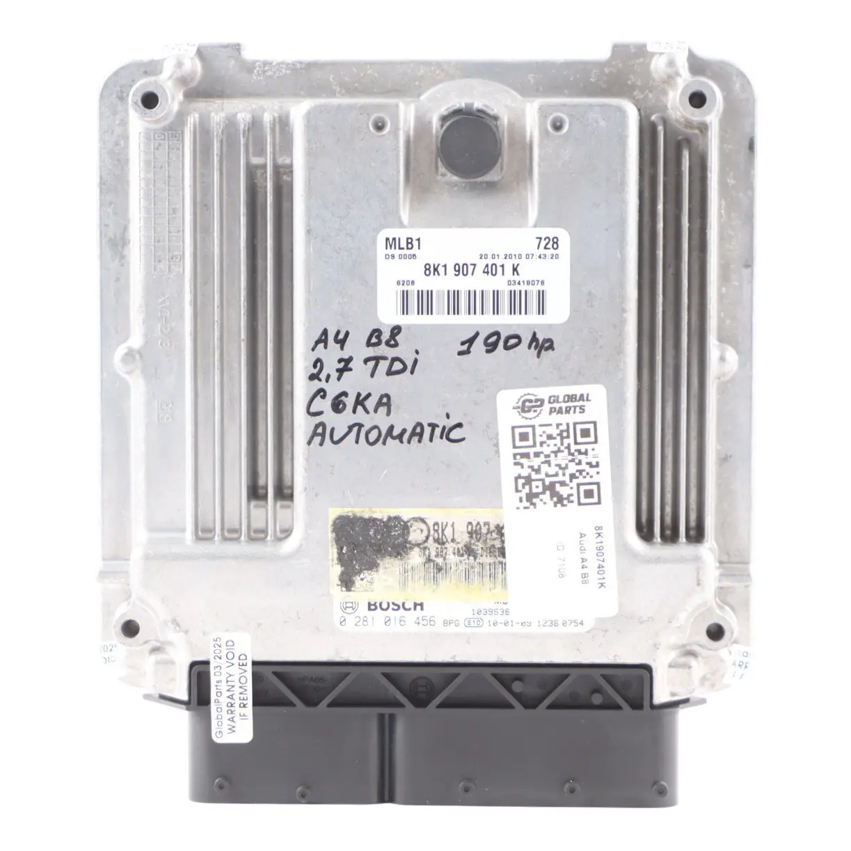 Audi A4 B8 A5 8T 2.7 TDI 190 CV Unidad Control Motor CGKA 8K1907401K Automática