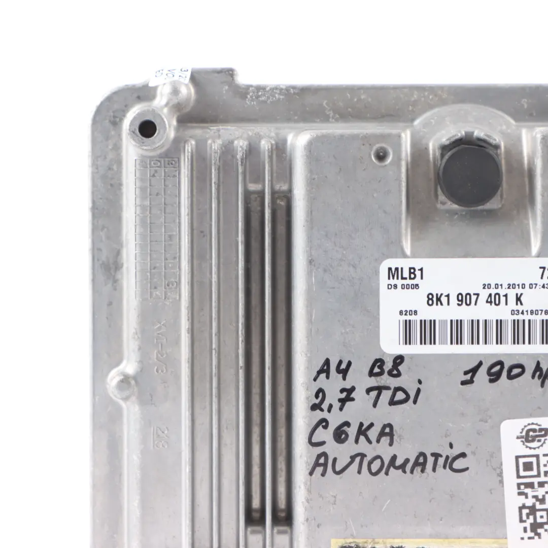 8K A5 8T 2.7 TDI 190HP CGKA Centralina Controllo Motore per Audi A4 B8 con numero di parte 8K1907401K Audi A4 B8 8K A5 8T 2.7 TDI 190HP CGKA Centralina Controllo Motore - SKU 8K1907401K - Numero di parte 8K1907401K