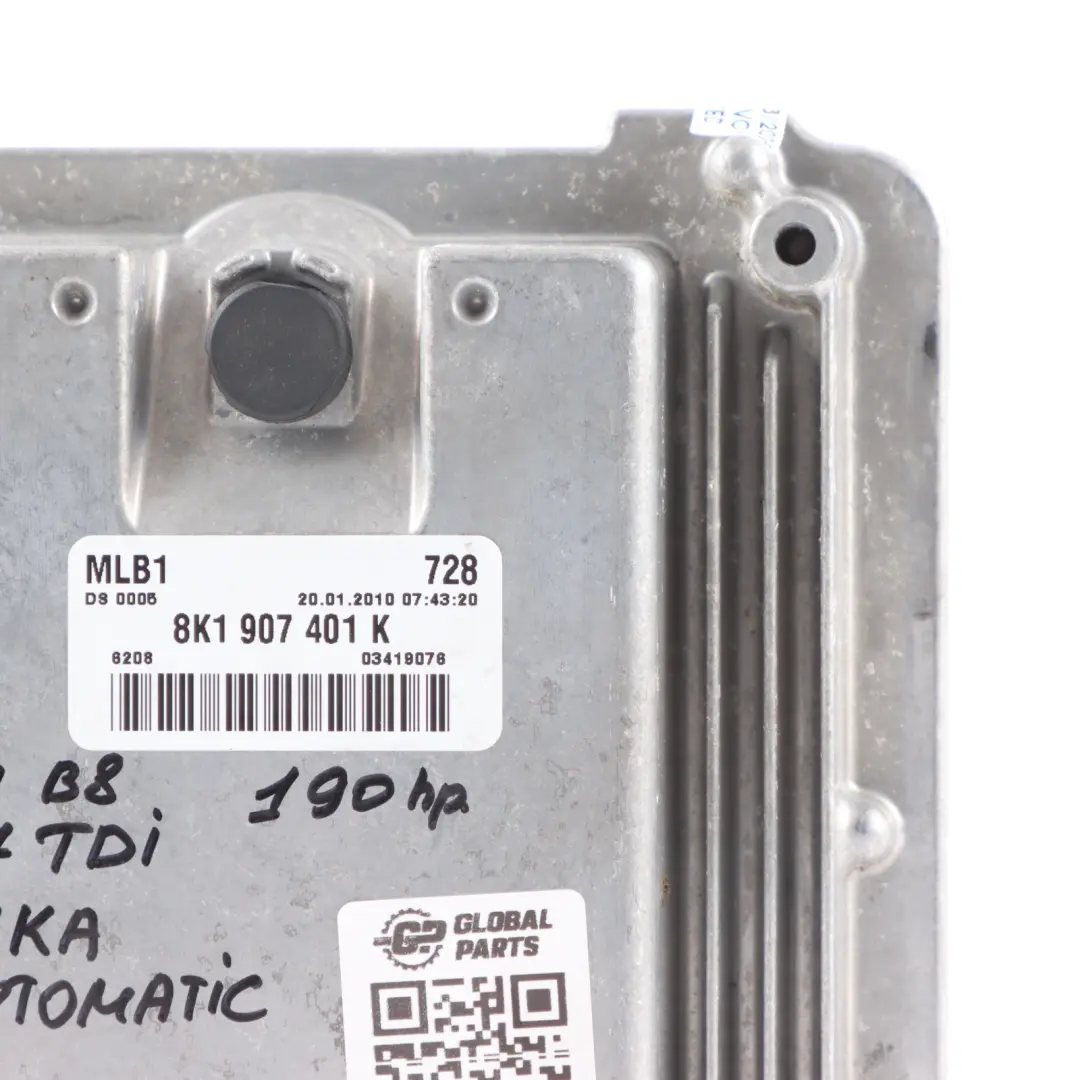 8K A5 8T 2.7 TDI 190 Ch Boîtier Électronique Gestion Moteur CGKA pour Audi A4 B8 à propos du numéro de pièce 8K1907401K Audi A4 B8 8K A5 8T 2.7 TDI 190 Ch Boîtier Électronique Gestion Moteur CGKA - SKU 8K1907401K - Numéro de pièce 8K1907401K