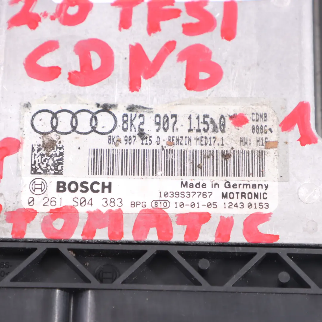  Kit ECU Moteur Audi A5 8T 2.0 TFSI CDNB 180HP 2 Clés + Allumage - SKU 8K2907115Q-1 - Numéro de pièce 8K2907115Q