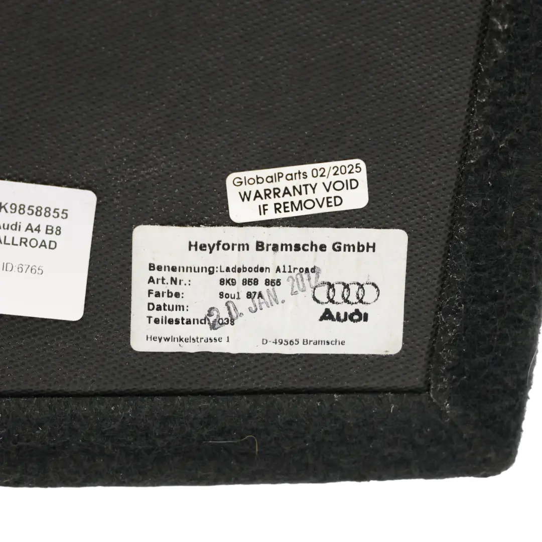 8K Allroad Maletero Cubremaletero Alfombra para Audi A4 B8 con número de pieza 8K9858855 Audi A4 B8 8K Allroad Maletero Cubremaletero Alfombra - SKU 8K9858855 - Número de pieza 8K9858855