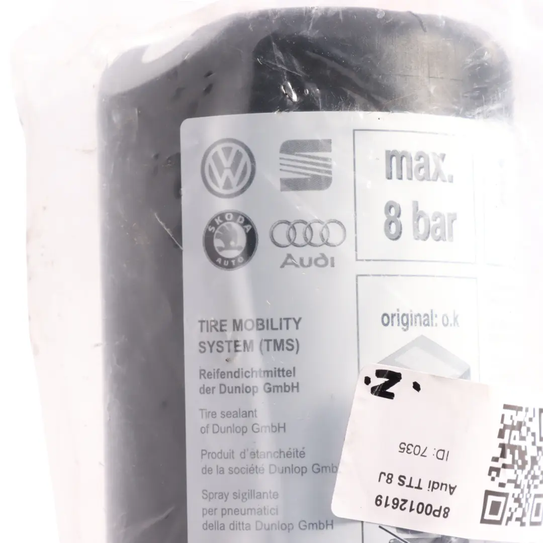 Tyre Inflation Air Pump Compressor Sealant Container to Audi TT 8J with Part number 8P0012619 Audi TT 8J Tyre Inflation Air Pump Compressor Sealant Container - SKU 8P0012619 - Part number 8P0012619