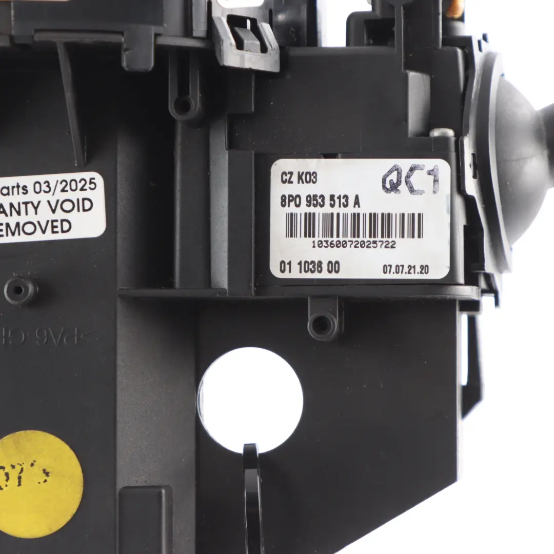 Audi A3 8P Switch Cluster Steering Column Wiper Stalk Slip Indicator - SKU 8P0907137BK - Part number 8P0907137BK