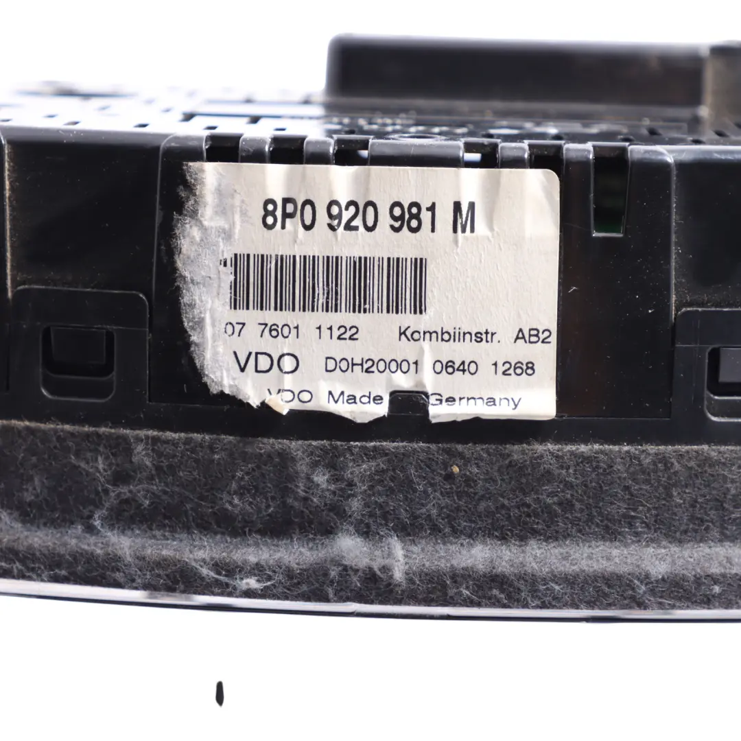 Instrument Cluster Clocks Speedometer Automatic to Audi A3 8P Petrol with Part number 8P0920981M Audi A3 8P Petrol Instrument Cluster Clocks Speedometer Automatic - SKU RHD-8P0920981M - Part number 8P0920981M