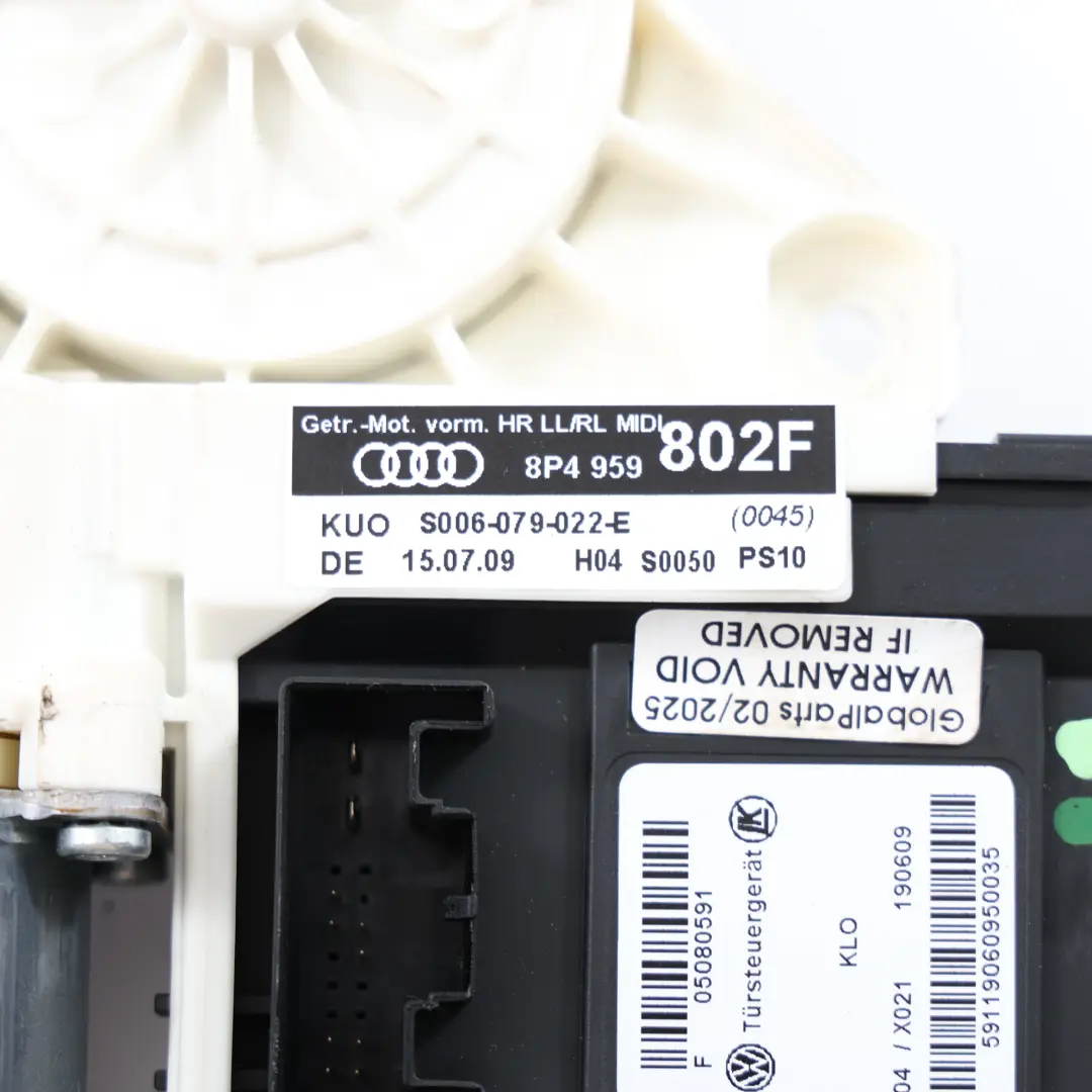 Tür Fensterheber Regulator Motor Vorne Links für Audi A3 8P mit Teilenummer 8P0959802F Audi A3 8P Tür Fensterheber Regulator Motor Vorne Links - SKU 8P0959802F - Teilenummer 8P0959802F