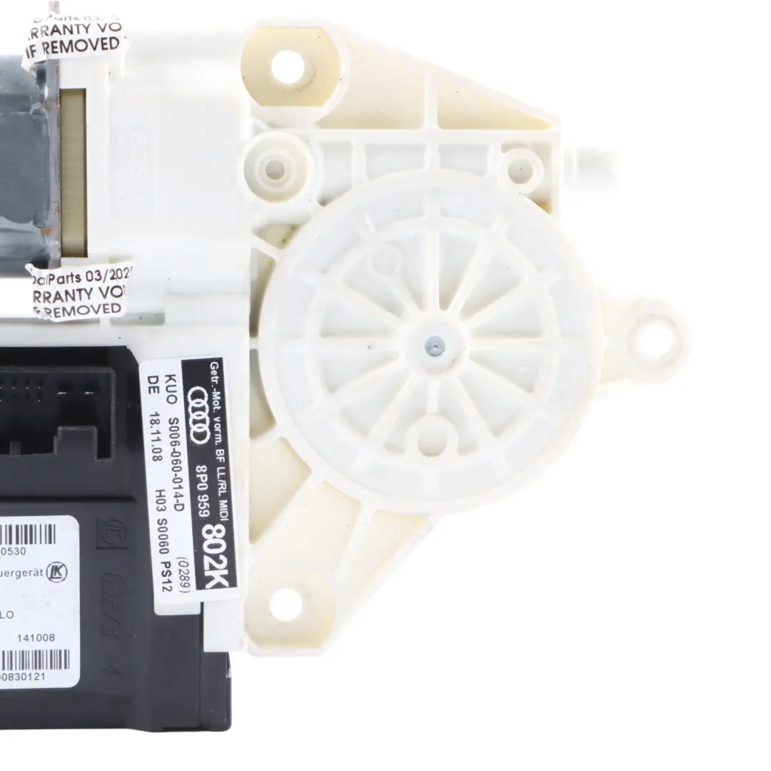 Audi A3 8P Silnik Podnośnika Szyby Drzwi Przód Lewy - SKU 8P0959802K - Numer Części 8P0959802K