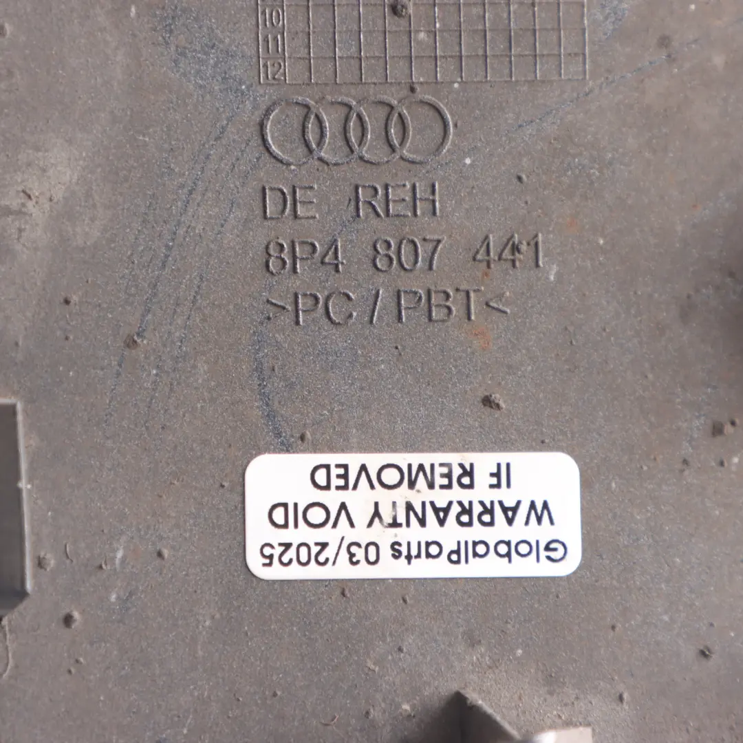 Bumper Flap Towing Eye Hook Cover Phantom Black - Z9Y to Audi A3 8P Rear with Part number 8P4807441 Audi A3 8P Rear Bumper Flap Towing Eye Hook Cover Phantom Black - Z9Y - SKU 8P4807441-PHB - Part number 8P4807441